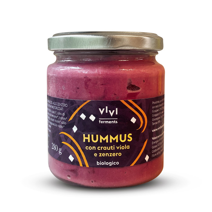 VIVI ferments Hummus con Crauti viola e Zenzero