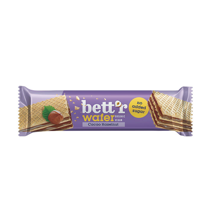 Bett'r Wafer di Farro con crema Nocciola e Cacao - senza zuccheri aggiunti 